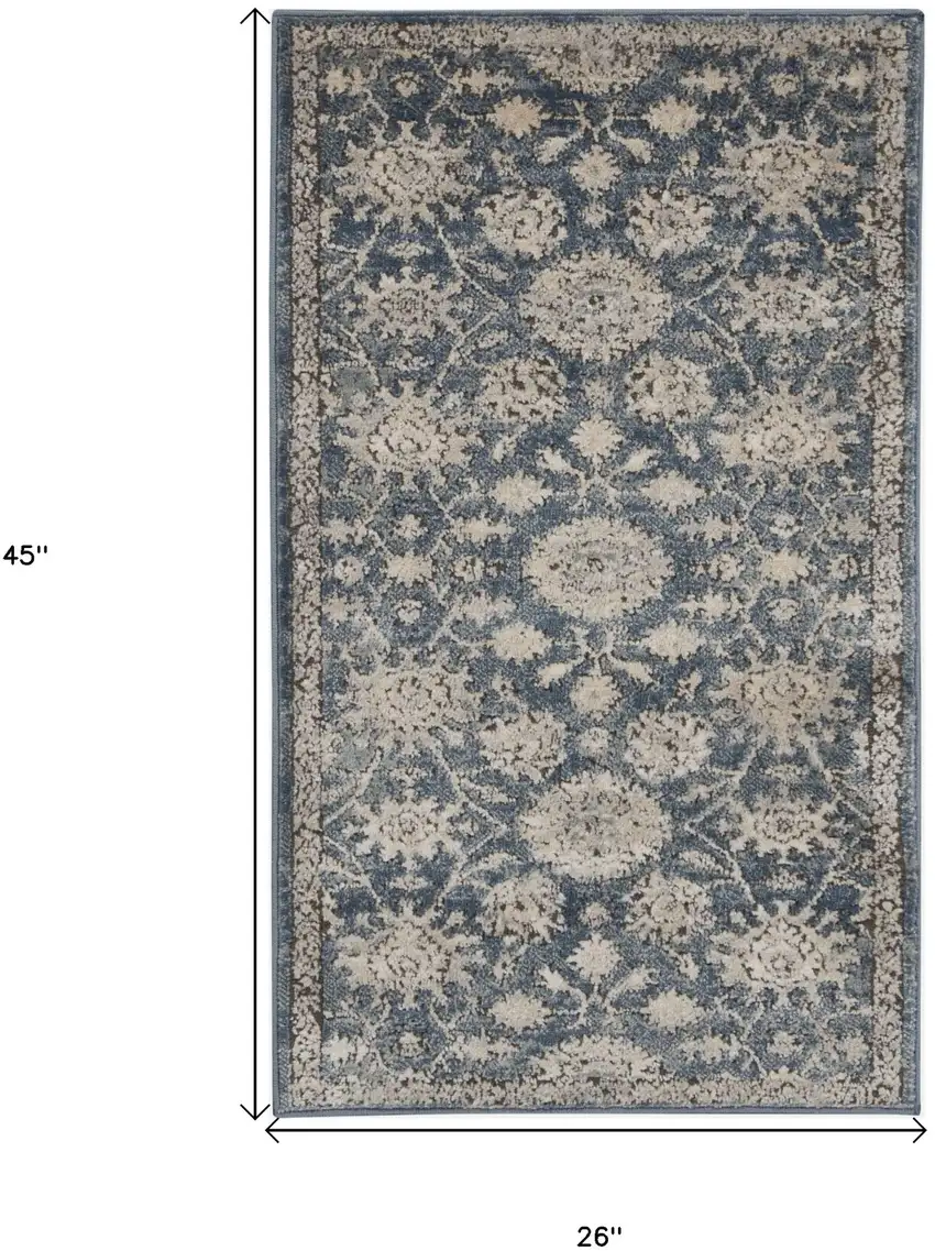 Blue And Beige Oriental Non Skid Area Rug Photo 6
