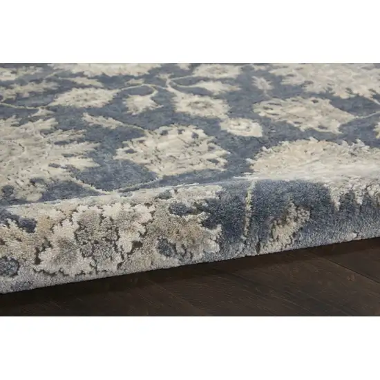 Blue And Beige Oriental Distressed Area Rug Photo 8