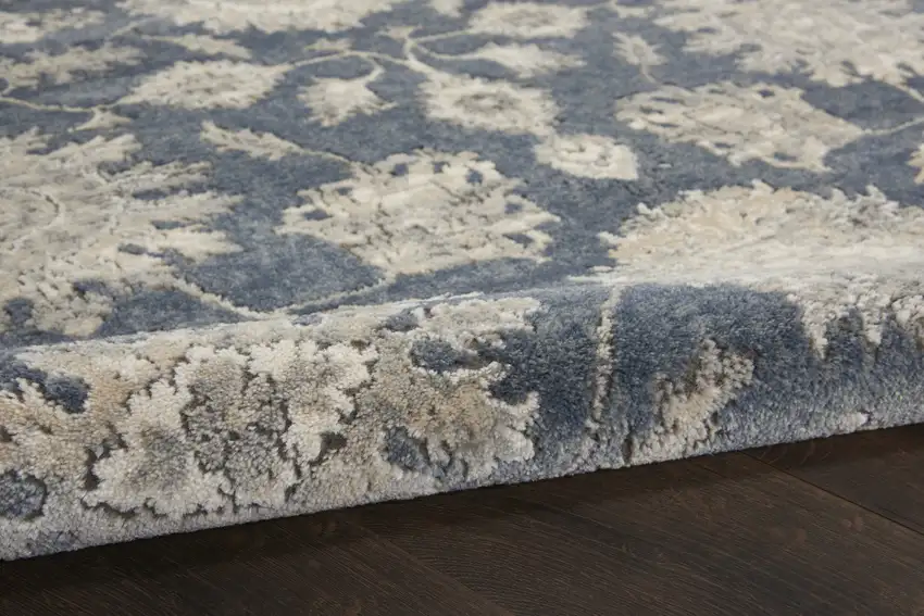Blue And Beige Oriental Distressed Area Rug Photo 8