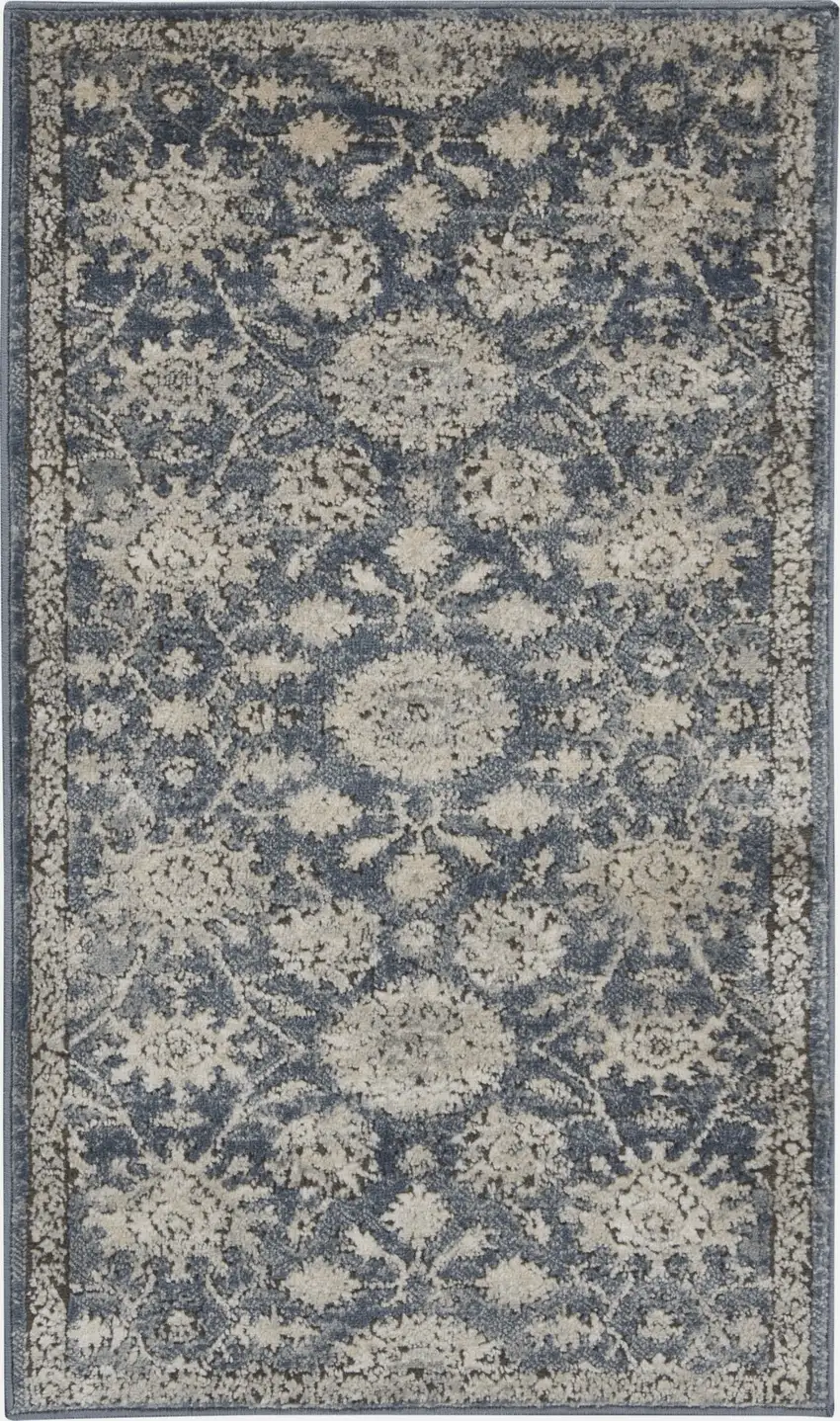Blue And Beige Oriental Non Skid Area Rug Photo 1