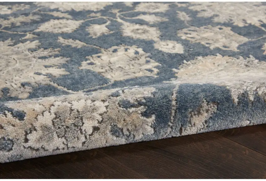 Blue And Beige Oriental Non Skid Area Rug Photo 4