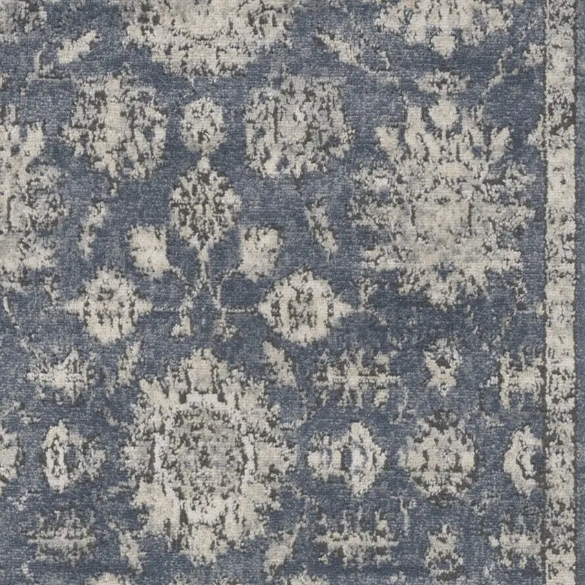 Blue And Beige Oriental Power Loom Non Skid Area Rug Photo 6