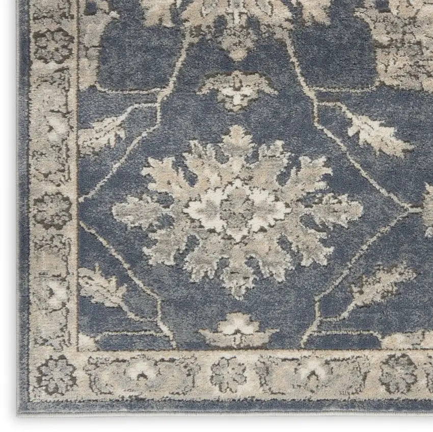 Blue And Beige Oriental Power Loom Non Skid Area Rug Photo 1