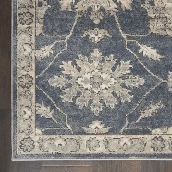Blue And Beige Oriental Power Loom Non Skid Area Rug Photo 9