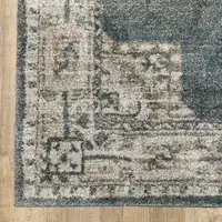 Photo of Blue And Beige Oriental Power Loom Stain Resistant Area Rug