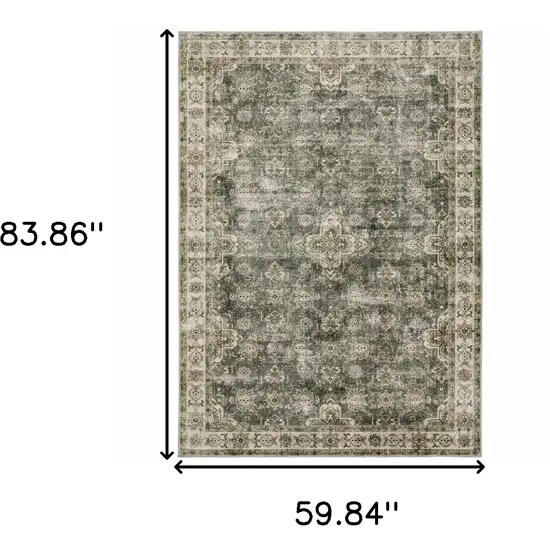 Blue And Beige Oriental Printed Stain Resistant Non Skid Area Rug Photo 3