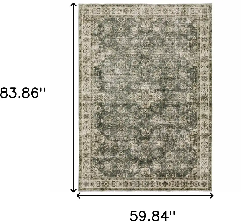 Blue And Beige Oriental Printed Stain Resistant Non Skid Area Rug Photo 3