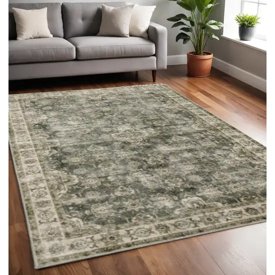 Blue And Beige Oriental Printed Stain Resistant Non Skid Area Rug Photo 1