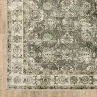 Photo of Blue And Beige Oriental Printed Stain Resistant Non Skid Area Rug