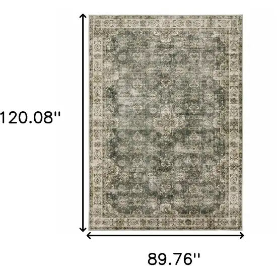 Green And Ivory Oriental Area Rug Photo 3