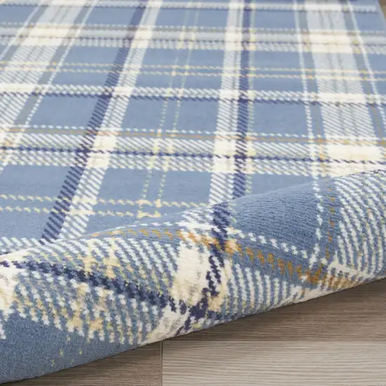 Blue And Beige Plaid Area Rug Photo 9
