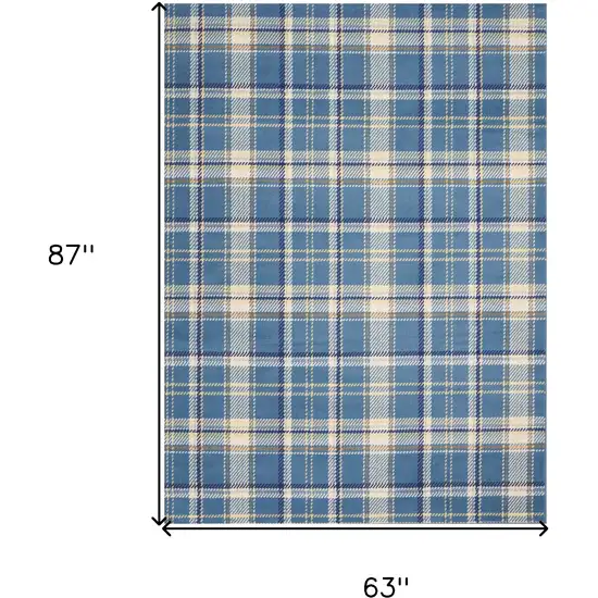 Blue And Beige Plaid Area Rug Photo 3