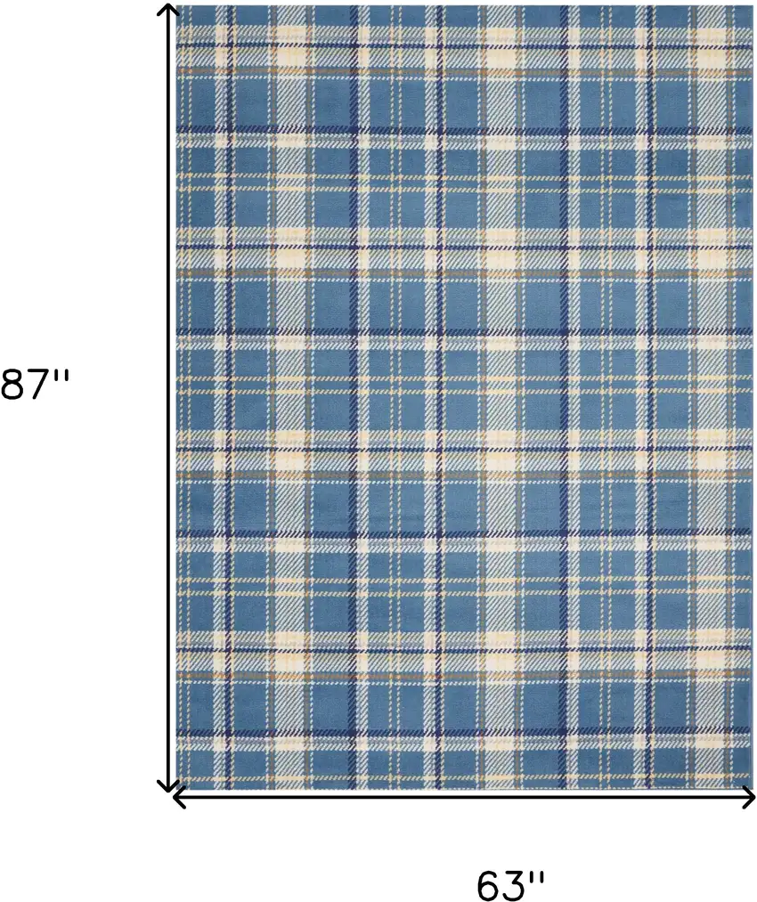 Blue And Beige Plaid Area Rug Photo 3