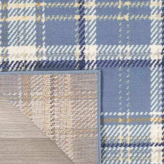 Blue And Beige Plaid Area Rug Photo 4