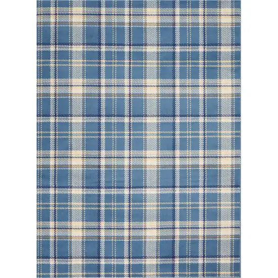 Blue And Beige Plaid Area Rug Photo 2