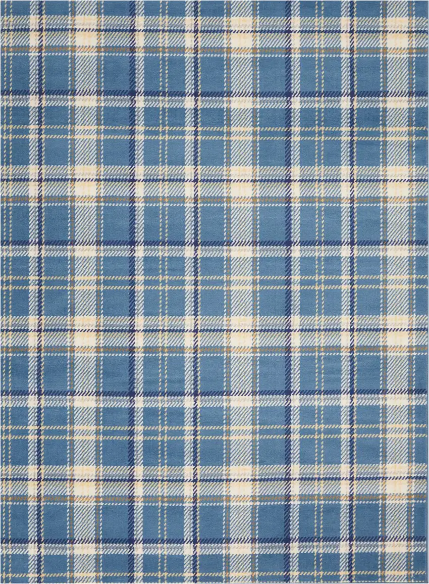Blue And Beige Plaid Area Rug Photo 2
