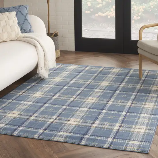 Blue And Beige Plaid Area Rug Photo 5