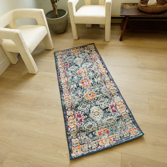 Blue And Beige Southwestern Area Rug Photo 3