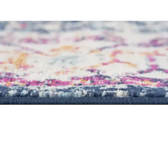 Blue And Beige Southwestern Runner Rug Photo 8