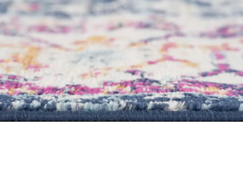 Blue And Beige Southwestern Runner Rug Photo 8