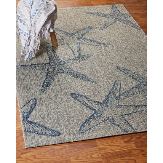Blue And Beige Starfish Square Rug Photo 5