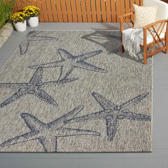 Blue And Beige Starfish Square Rug Photo 4