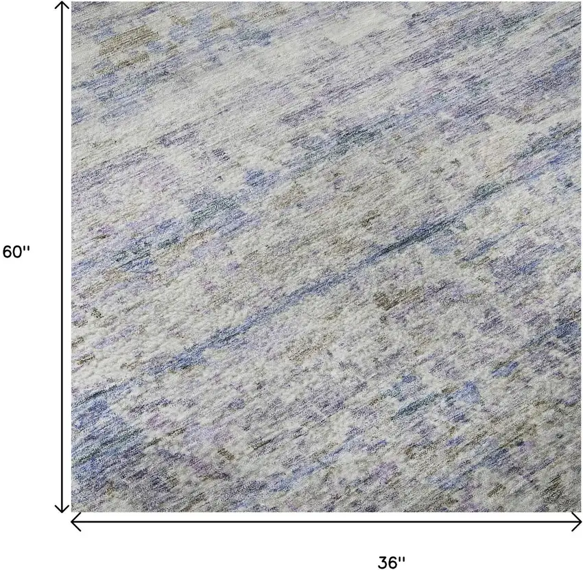 Blue And Beige Striped Washable Area Rug With UV Protection Photo 9