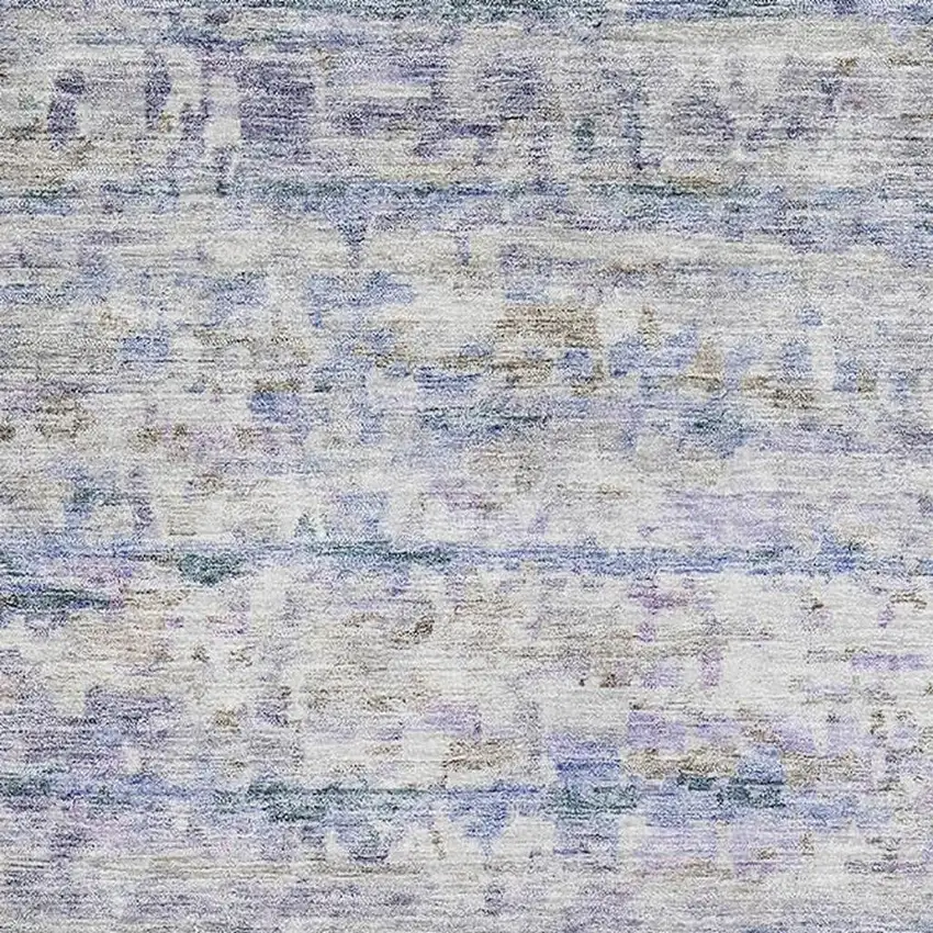 Blue And Beige Striped Washable Area Rug With UV Protection Photo 3