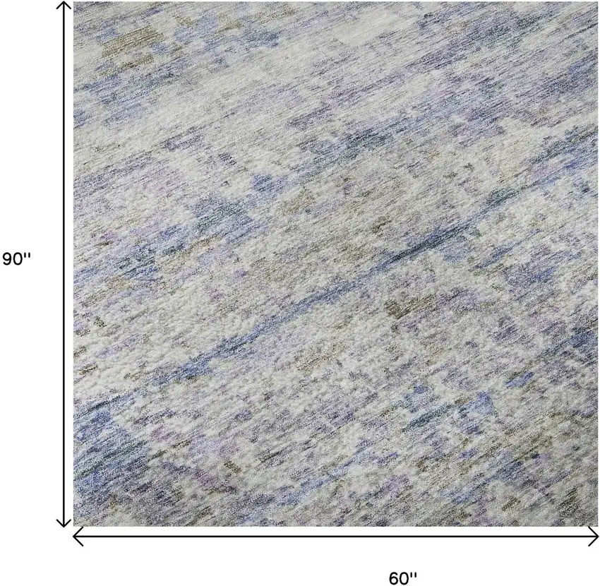 Blue And Beige Striped Washable Area Rug With UV Protection Photo 9