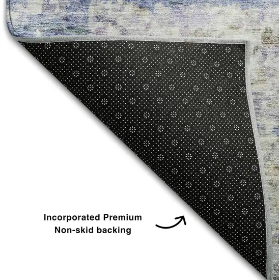 Blue And Beige Striped Washable Area Rug With UV Protection Photo 6