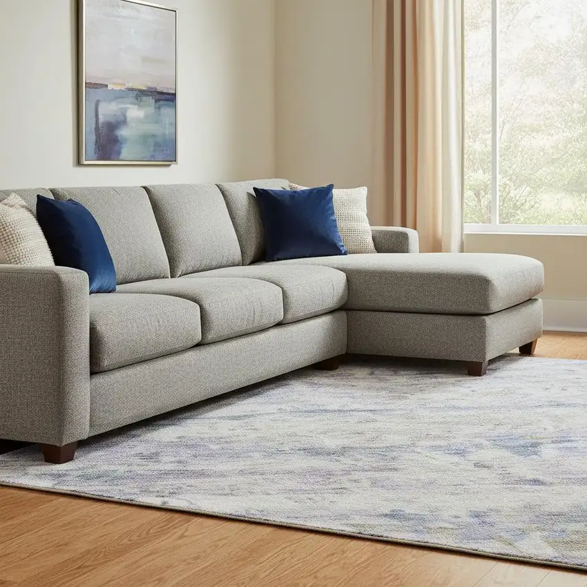 Blue And Beige Striped Washable Area Rug With UV Protection Photo 2