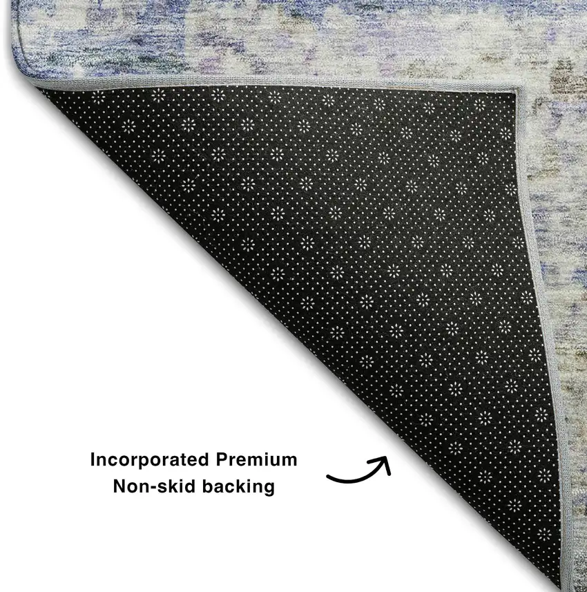 Blue And Beige Striped Washable Area Rug With UV Protection Photo 6