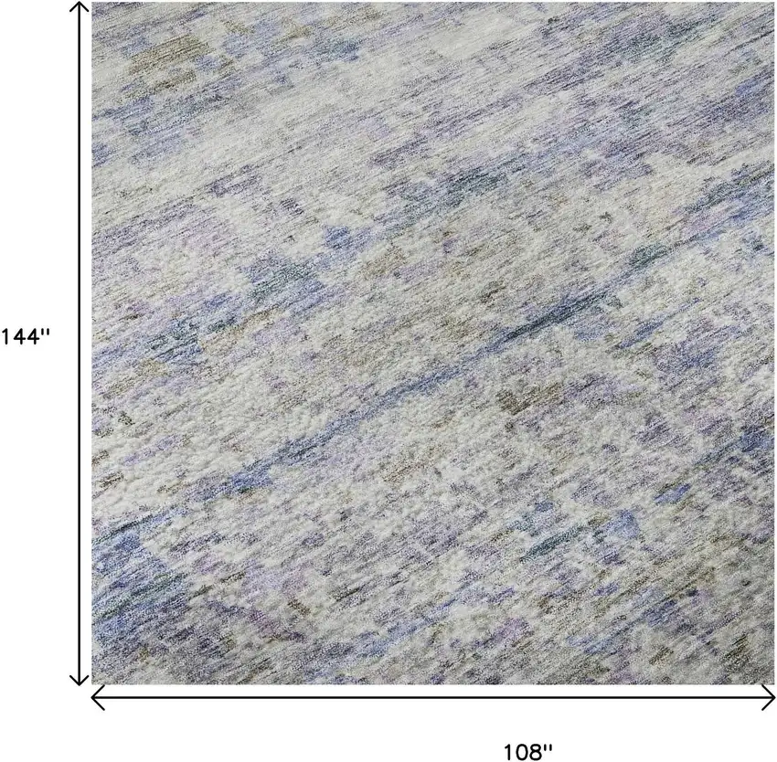 Blue And Beige Striped Washable Area Rug With UV Protection Photo 9