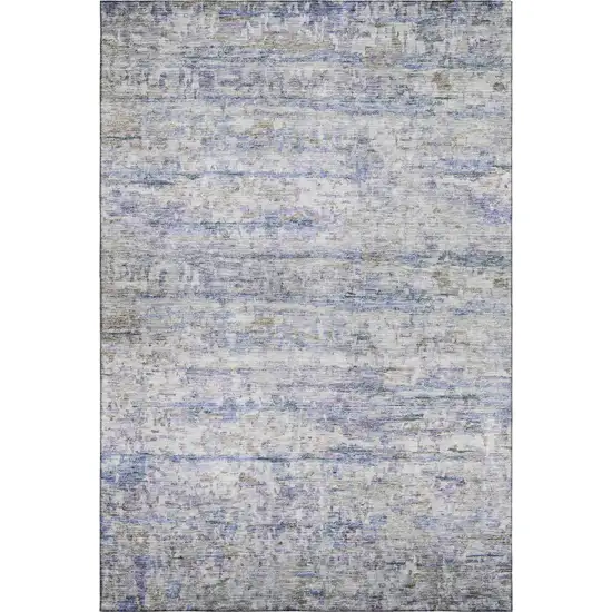 Blue And Beige Striped Washable Area Rug With UV Protection Photo 5