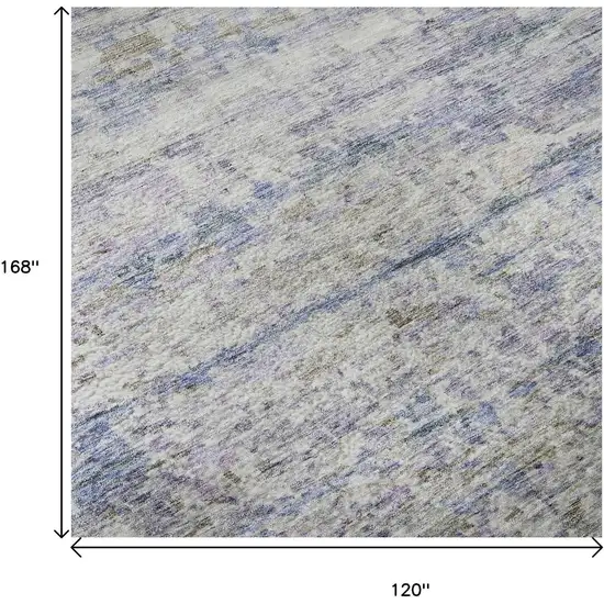 Blue And Beige Striped Washable Area Rug With UV Protection Photo 9