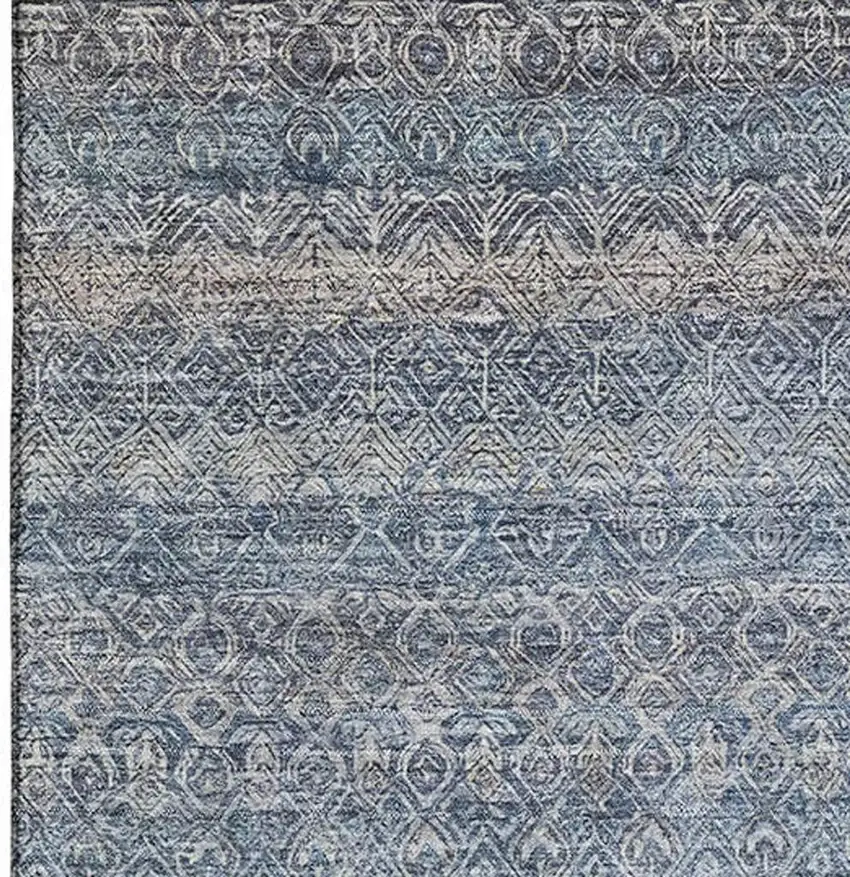 Blue And Beige Striped Washable Area Rug With UV Protection Photo 4