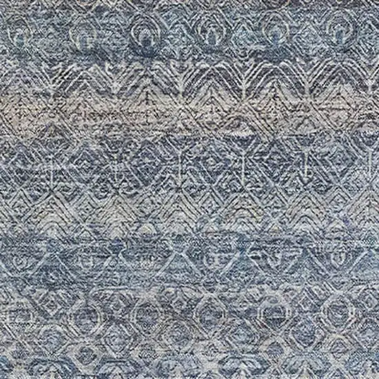 Blue And Beige Striped Washable Area Rug With UV Protection Photo 3