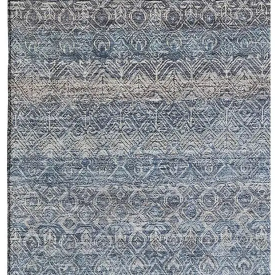 Blue And Beige Striped Washable Area Rug With UV Protection Photo 3