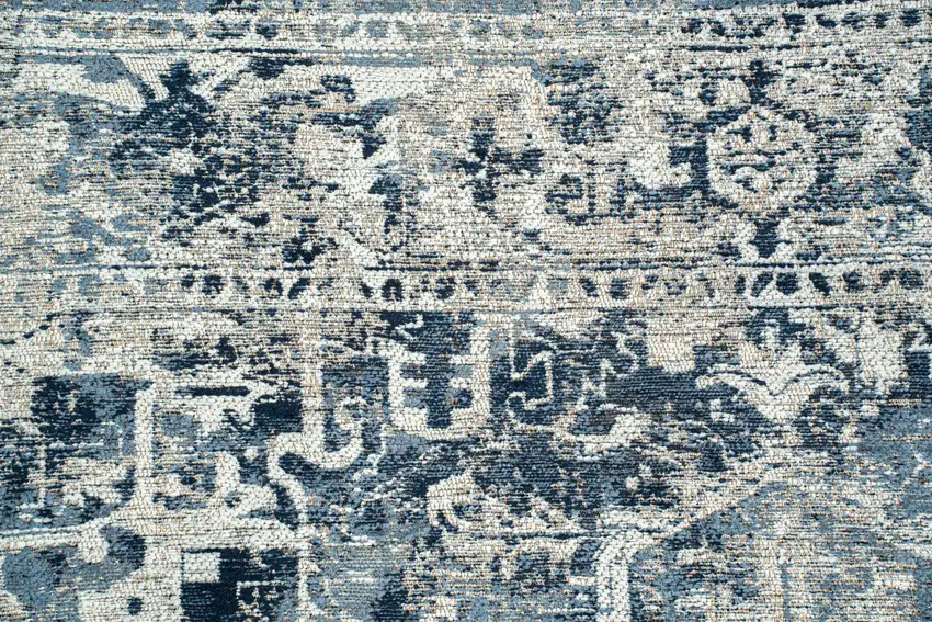 Blue And Beige Tribal Washable Area Rug With UV Protection Photo 8