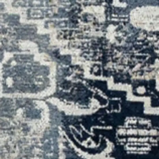 Blue And Beige Tribal Washable Area Rug With UV Protection Photo 9