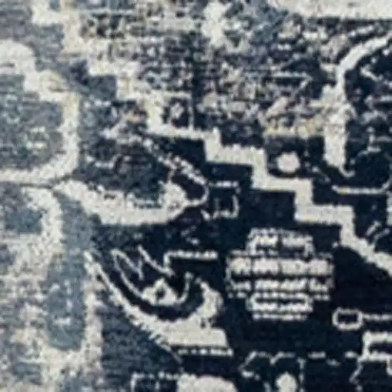 Blue And Beige Tribal Washable Area Rug With UV Protection Photo 3