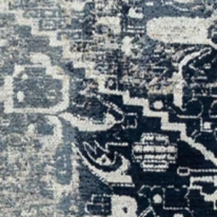 Blue And Beige Tribal Washable Area Rug With UV Protection Photo 4