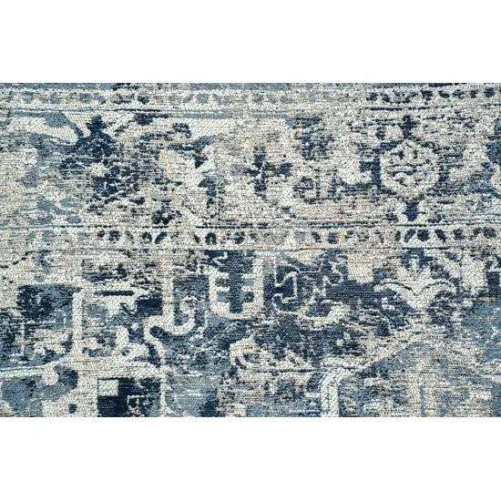 Blue And Beige Tribal Washable Area Rug With UV Protection Photo 8