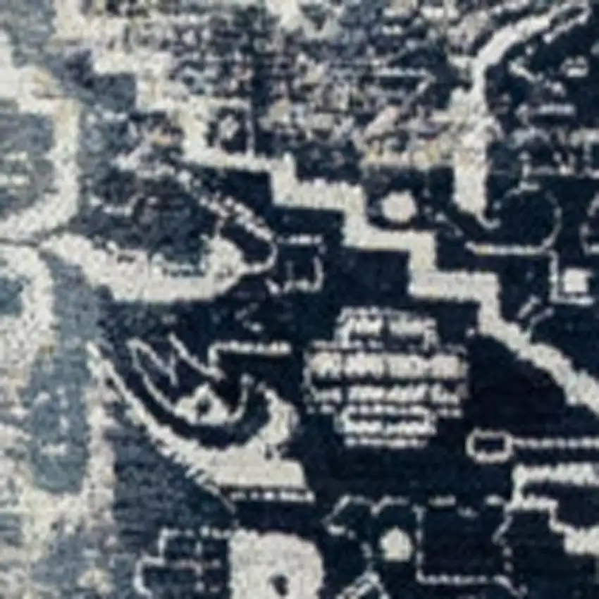 Blue And Beige Tribal Washable Area Rug With UV Protection Photo 3