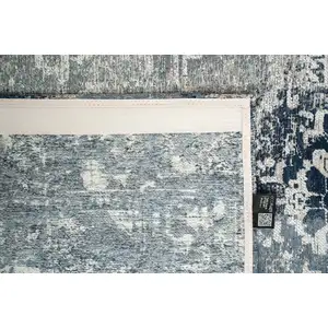 Photo of Blue And Beige Tribal Washable Area Rug With UV Protection