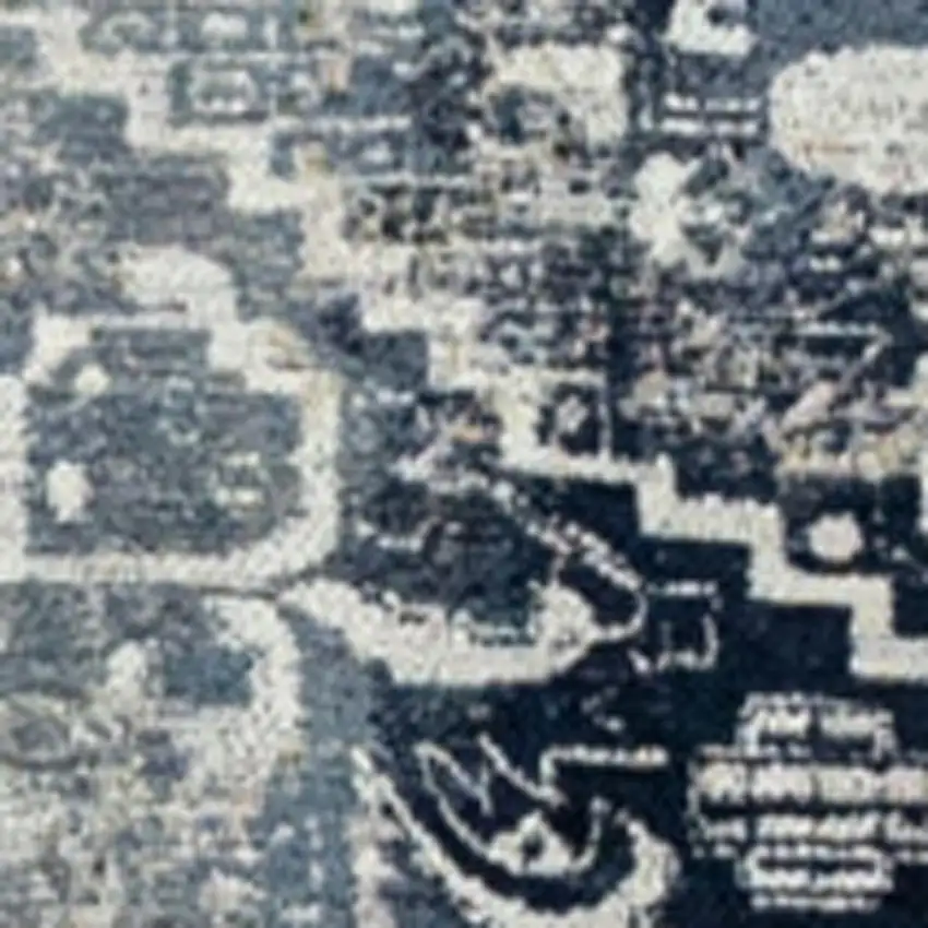 Blue And Beige Tribal Washable Area Rug With UV Protection Photo 3