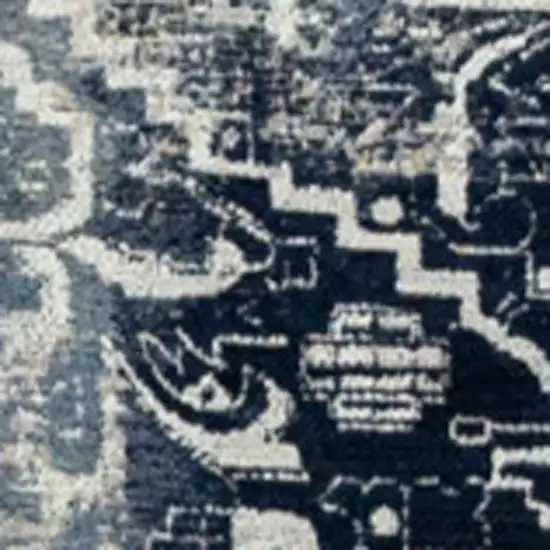 Blue And Beige Tribal Washable Area Rug With UV Protection Photo 9