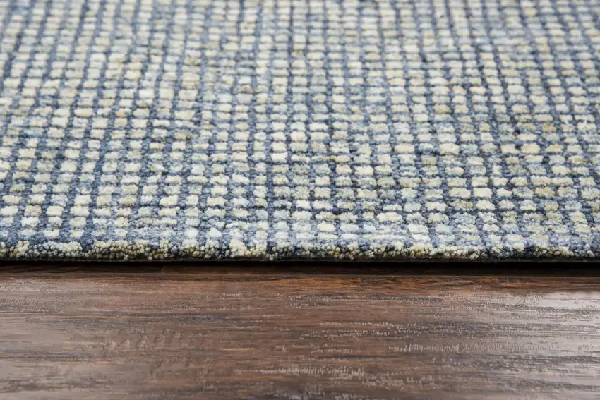 Blue And Beige Wool Hand Tufted Area Rug Photo 5