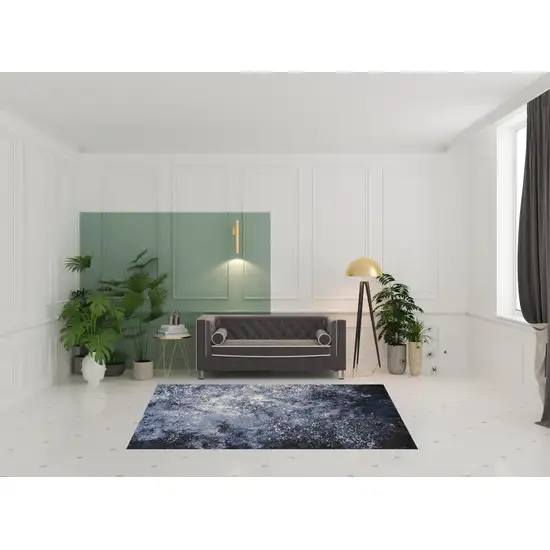 Blue And Black Abstract Area Rug Photo 1