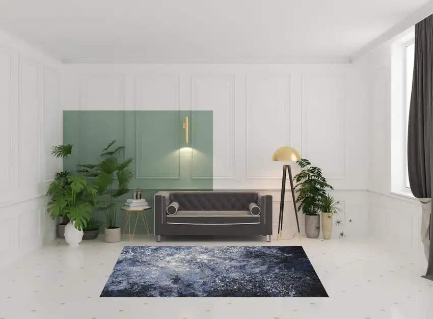 Blue And Black Abstract Area Rug Photo 1